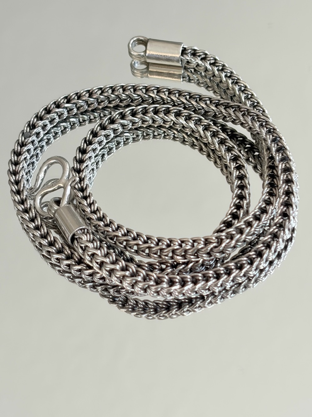 Vintage 925 Sterling Silver Wheat Spiga Chain Necklace 18” 38g Heavy Solid